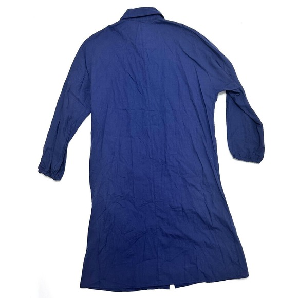 Noracora Women's Shirt Dress NEW Button Up Blue Maxi 3/4 Sleeve Size LARGE - Picture 2 of 7